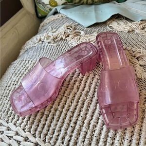 Gucci Translucent Pink jelly open toe heeled sandals size 7.5